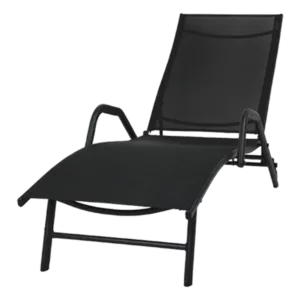 Steel Lounge Chair in Black With Foldable Design and Adjustable Backrest
