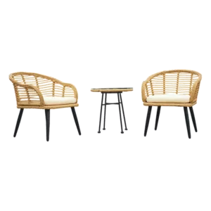 3-Piece Steel Outdoor Patio Seating Set in Beige+Yellow