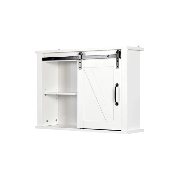 Bathroom Wall Cabinet with 2 Adjustable Shelves Wooden Storage Cabinet with a Barn Door 27.16x7.8x19.68 inch