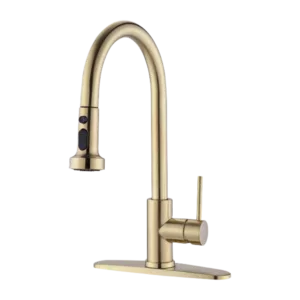 Stainless Steel Pull Down Kitchen Faucet with Soap Dispenser in Brushed Gold