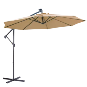 Steel Cantilever Tilt Patio Umbrella with in Taupe Color