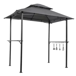 Pop-up folding tent Metal Rectangle Grill Gazebo in Gray Color