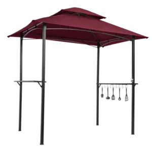 Pop-up folding tent Metal Rectangle Grill Gazebo in Burgundy Color