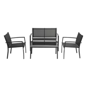 4-Piece Metal Patio Conversation Set in Black