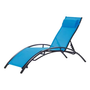 2-Piece Aluminum Adjustable Outdoor Lounge Chair With Headrest in Blue