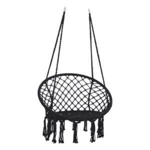 Portable Black Hanging Cotton Rope Hammock Swing Chair