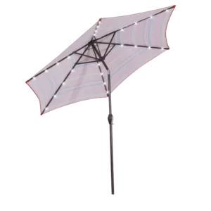 Outdoor Patio Market Table Umbrella with Push Button Tilt and Crank in Red Stripped Color