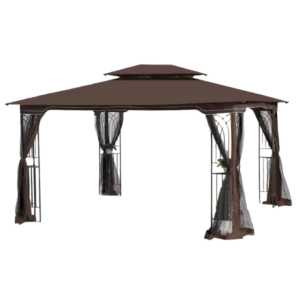 13 ft. Length x10 ft. Width Outdoor Patio Gazebo Canopy Tent With Ventilated Double Roof And Mosquito Net in Brown Color