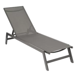5-Position Adjustable Metal Outdoor Chaise Lounge in Gray