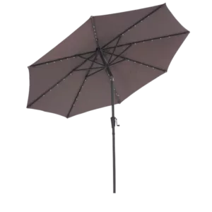 Patio Umbrella Outdoor Solar Powered LED Lighted Umbrella in Brown Color