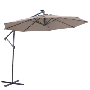 Modern Solar LED Patio Outdoor Umbrella in Beige Color