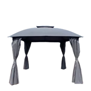 Outdoor Patio Garden Gazebo Canopy, Outdoor Shading, Gazebo Tent With Curtains in Gray Color