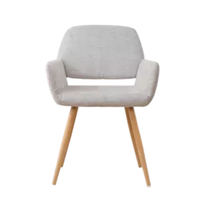 Modern Beige Fabric Upholstered Dining Chair with Metal Leg & Beech Wooden Leg For Dining Room