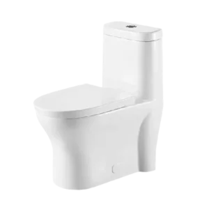 White Ceramic 1-Piece Dual Flush Elongated Toilet