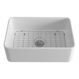 White Fireclay 30 in. Single Bowl Farmhouse Apron Kitchen Sink