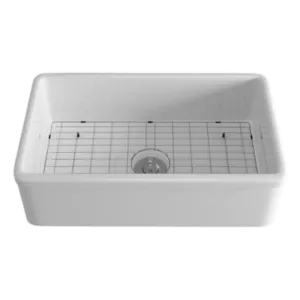 White Ceramic 30 in. Single Bowl Farmhouse Apron Kitchen Sink