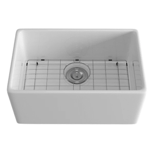 Ceramic White 24 in. Farmhouse Apron Kitchen Sink with Basket Strainer