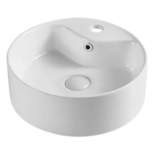16 in. Round Ceramic Bathroom Vessel Sink With Popup Drain