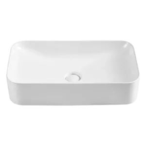 Modern Bathroom Rectangular White Ceramic Vessel Vanity Sink