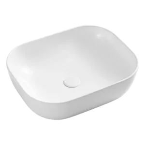 White Bathroom Sink with Modern Rectangular Design