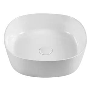 17 in. White Ceramic Square Countertop Vessel Sink with Elegant Design