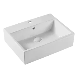 High Quality Rectangle White Bathroom Sink with Popup Drain