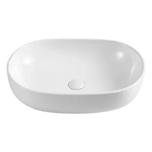 White Ceramic Oval Vessel Sink With Sleek Design