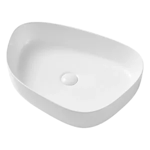 Ceramic Oval Bathroom Vessel Sink in White with Pop Up Drain