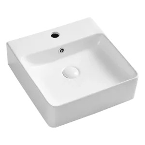 Superior Quality White Ceramic Rectangular Vessel Bathroom Sink with Overflow