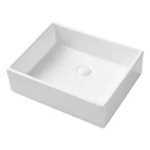Rectangular Ceramic Bathroom Sink - White Finish, Easy Cleaning, and Hassle-free Installation