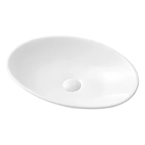 Ceramic Round Bathroom Vessel Sink with Countertop Installation in White