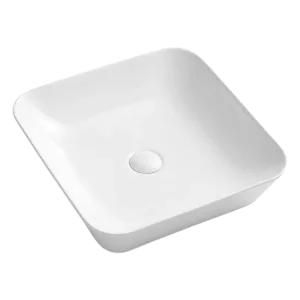 White Ceramic Square Vessel Bathroom Sink