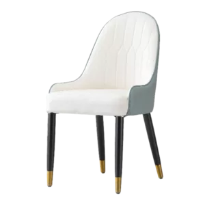 Modern Beige PU Leather Dining Chair Set with Metal Legs For Dining Room