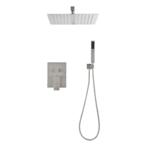 12" Ceiling Mounted Brass Head Shower System in Brushed Nickel