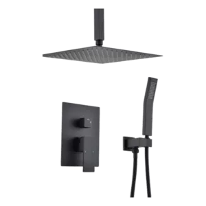 Ceiling Mount Brass Shower System in Black