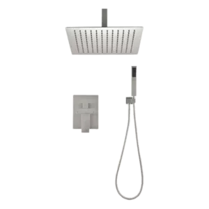 Single Spray Pattern with Ceiling Mount Dual Shower Heads with Spot Resist in Brushed Nickel