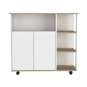 Benton 4-Shelf Kitchen Island Light Oak and White