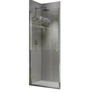 34 In. to 35-3/8 In. x 72 In Semi-Frameless Pivot Shower Door in Chrome With Clear Glass