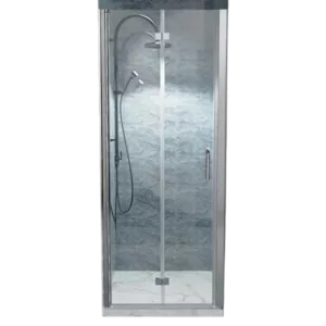 30 to 31-3/8 in. W x 72 in. H Bi-Fold Semi-Frameless Shower Doors in Chrome with Clear Glass
