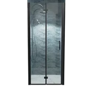 32 to 33-3/8 in. W x 72 in. H Bi-Fold Semi-Frameless Shower Doors in Matte Black with Clear Glass