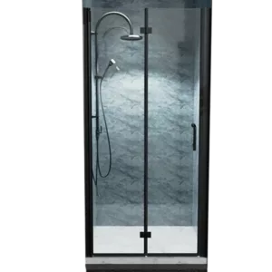 36 to 37-3/8 in. W x 72 in. H Bi-Fold Semi-Frameless Shower Doors in Matte Black with Clear Glass