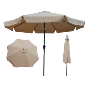 Round Patio Umbrella Outdoor Market Umbrellas in Tan Color