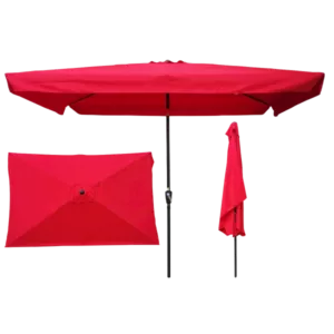 Depth Rectangular Patio Umbrella Outdoor Market Umbrellas in Red Color