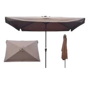 10 ft. Width x 6.5 ft. Depth Rectangular Patio Umbrella Outdoor Market Umbrellas in Chocolate Color