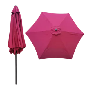 9FT Outdoor Umbrella, Polyester Canopy in Burgundy Color