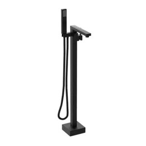 1-Handle Matte Black Freestanding Tub Faucet with Hand Shower