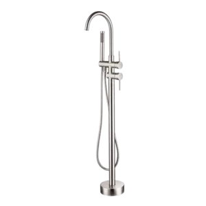 2 Handles Brushed Nickel Freestanding Bathtub Faucet with Hand Shower