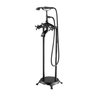 Floor Mounted Triple Handle Claw-foot Tub Faucet in Matte Black