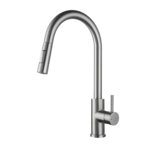 Single Handle Stainless Steel Kitchen Faucet in Chrome Finish