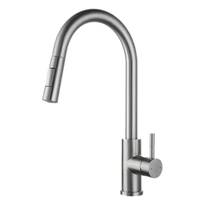 Single Handle Brass Kitchen Faucet with Brushed Nickel Finish